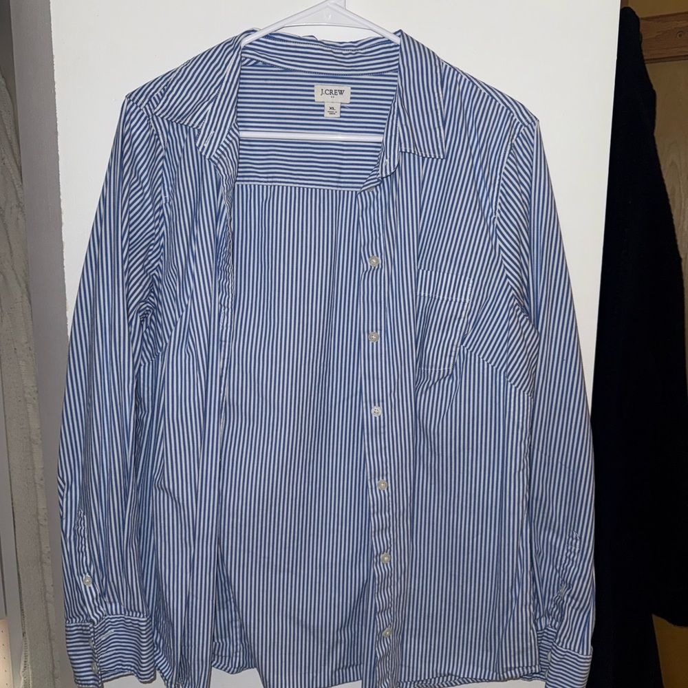 J.Crew Striped Shirt in Blue and White